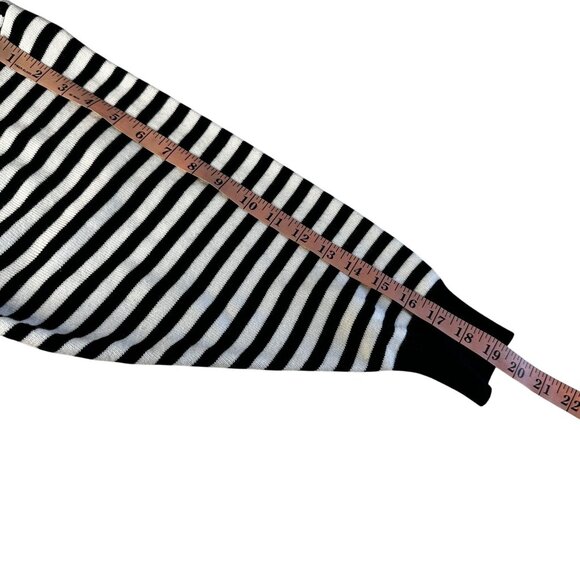 Vintage 80s Dolman Sleeve Stripe Sweater Oversized Graphic Black White Red - Picture 7 of 9